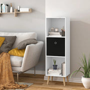 Boekenkast Modern - 3 Lagen - Inclusief Lade - Wit/Zwart - 36x30x114cm - Boekenplank - Woonkamer, slaapkamer en kinderkamer - Hout - MDf