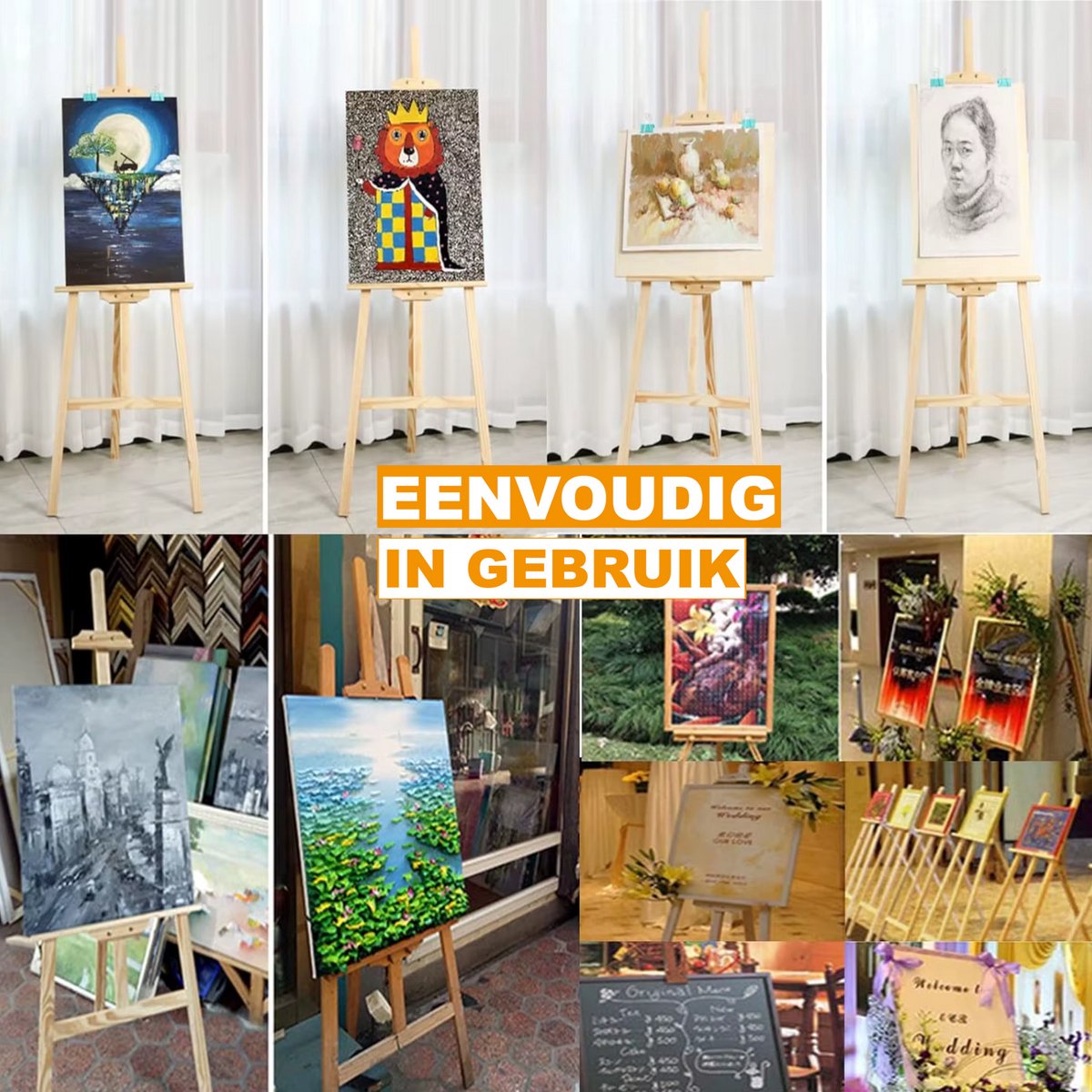 Schilder statief - A frame - Studio-ezel - Opvouwbaar Grenenhout - Verstelbare Display - Kunstenaar Kunstambacht - Tentoonstelling Bruiloft