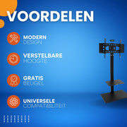 TV vloerstandaard verrijdbaar Vaylen - Universeel - Voor 32"-65" inch - Standaard - In hoogte Verstelbaar - Zwart