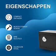 Kluis kluis - 23cm - Waterdicht - 2 sleutels - Zwart