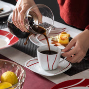 Lavish Serviesset – 6 persoons – 30 delig – Rood wit Keramisch – Dinerborden – Ontbijtborden