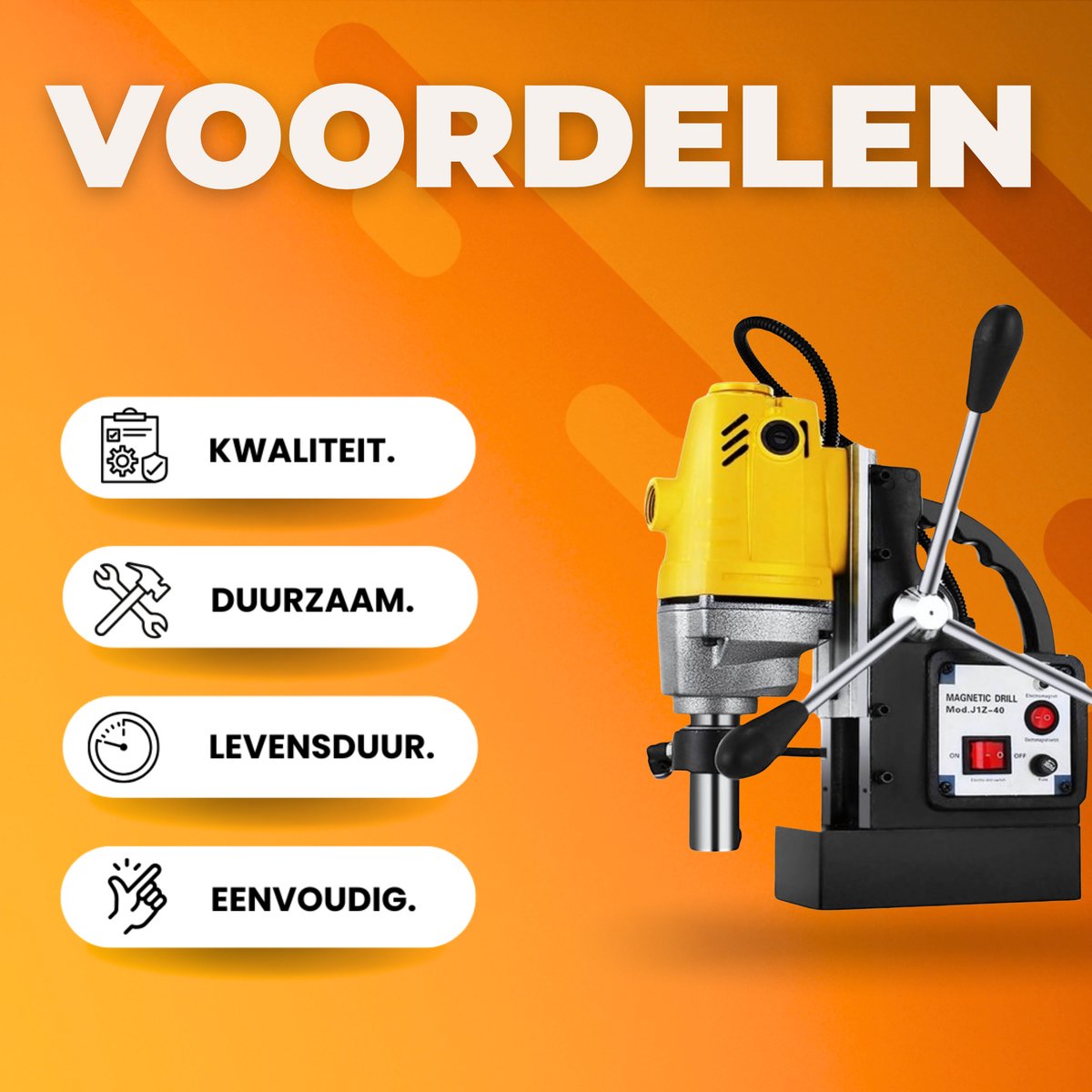Magnetische Boormachine - Draagbare tafelboor - 1100W - Incl. 7-delige HSS Snijset - Tafelboormachine - Voor Metaalbewerking & Precisiegaten
