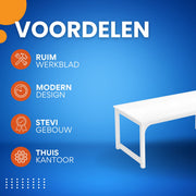 Modern Computerbureau - Wit - Voor Thuiswerkplek of Kantoor - Bureau - 180cm
