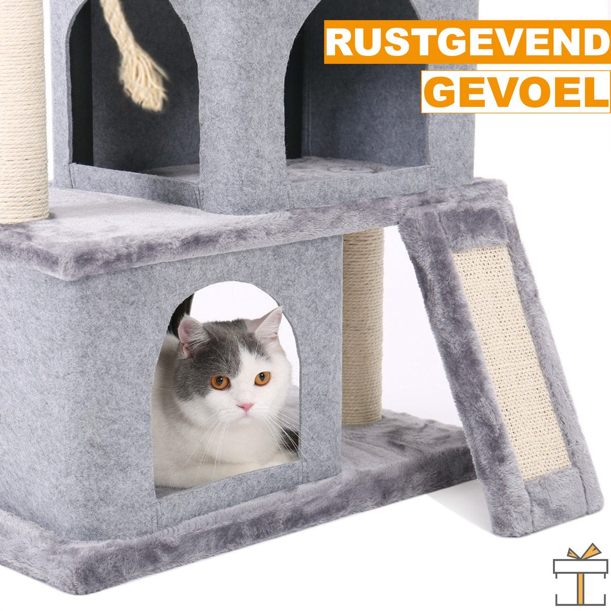 Happyment® Luxe Krabpaal voor Katten - Grijs - Zachte Kattenmand hangmat - Kattenspeelgoed - Geschikt voor kleine kittens - 127 CM