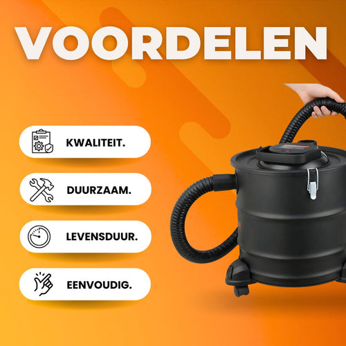 Asstofzuiger deluxe - Pelletkachel aszuiger - As stofzuiger 1200W - Met HEPA Filtersysteem - 20L Metalen Container - 16 kPa Zuigkracht