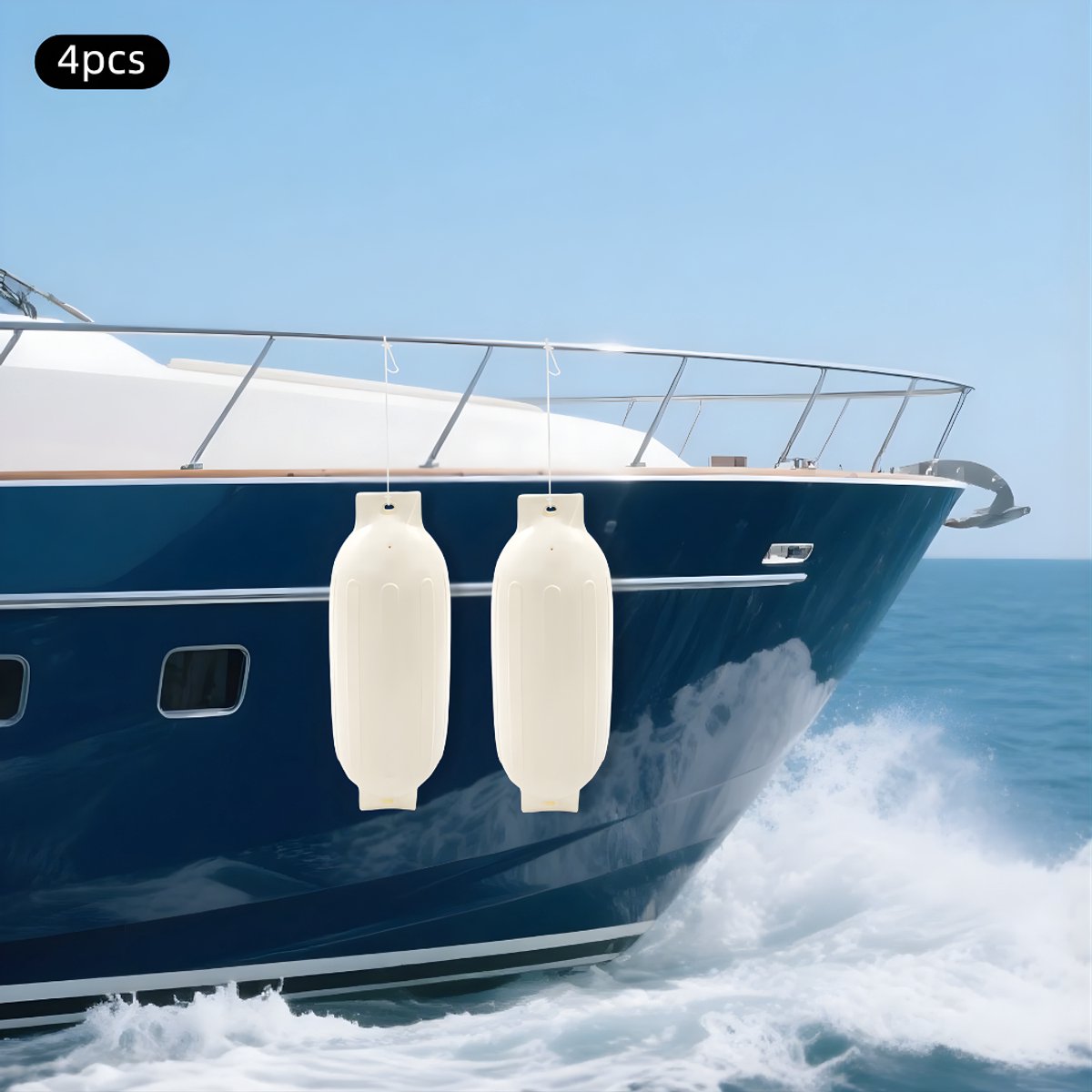 Stootwillen - Bootstootkussen - Boot bumpers – Voor bescherming van boot en kade – 4-pack - 68×21 cm - Marineblauw