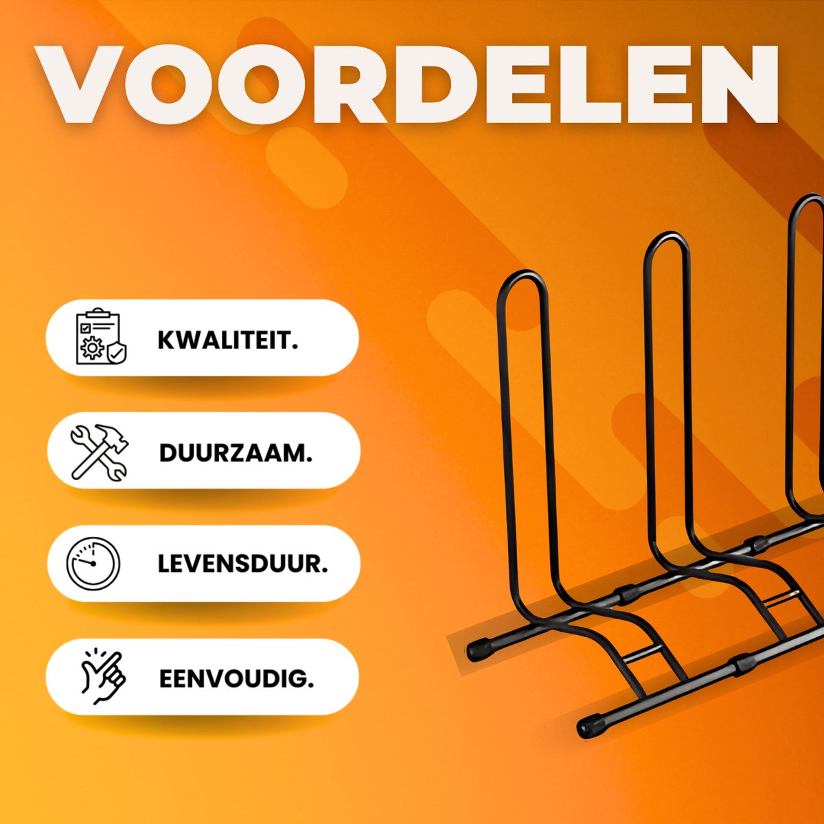 Fietsenstandaard - Fietsenrek - Voor Opslag en Parkeren van 3 Fietsen - Vergrendelbaar & Omkeerbaar Ontwerp - Stevig Zwart Metaal