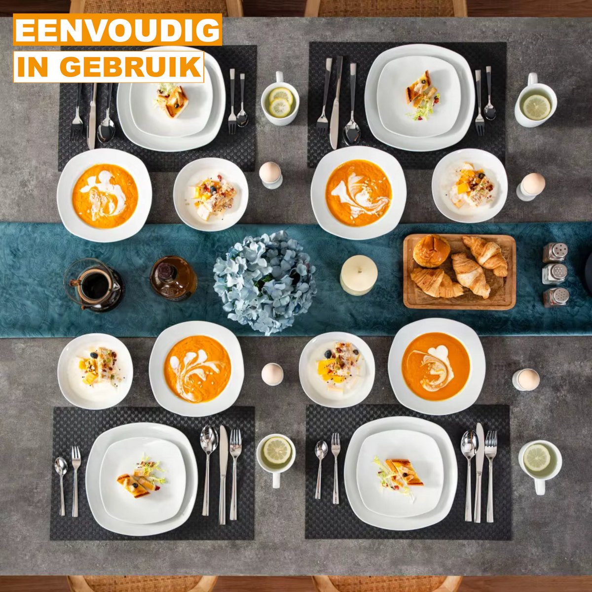 Refined Dinerborden – 20 delig- 4 persoons – Wit Keramisch – Dinerborden – Breakfast Plates