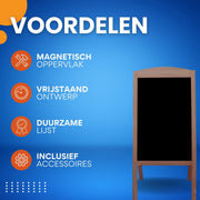 Stoepborden met ezel Vaylen - Stift - Magnetische - Staand frame - Reclamebord - Houten frame