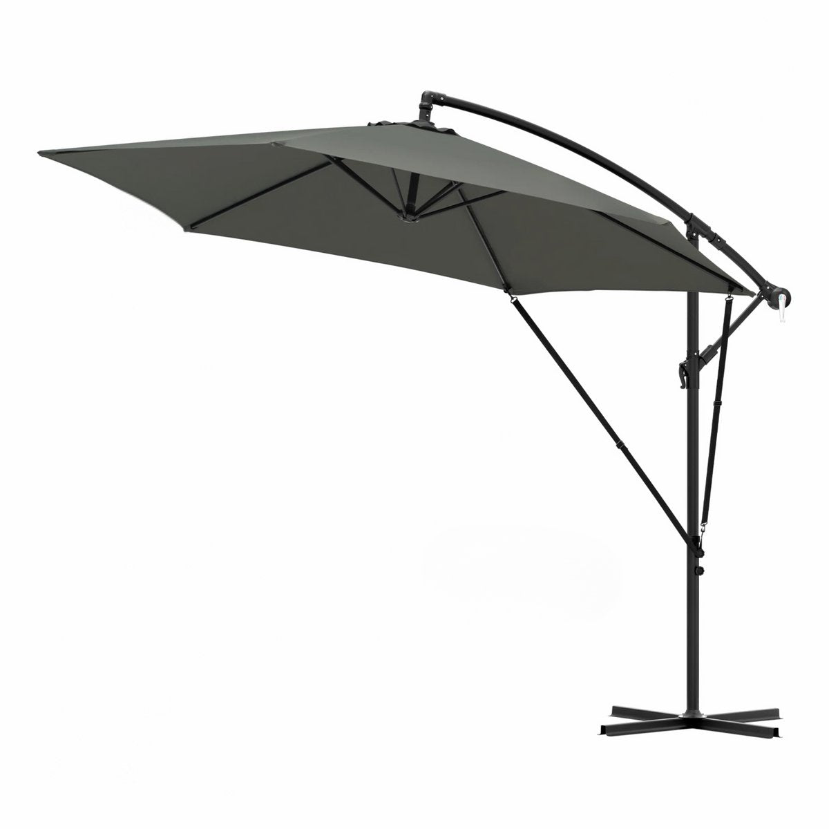 Ronde Parasol - Voor Balkon, Strand of Tuin - Verstelbaar & 45° Kantelbaar - UV-Resistent & Waterdicht - Darkgray
