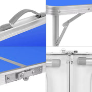 Kampeertafel 5-delig - Opvouwbaar - Klaptafel - Voor Camping en Tuin - Inklapbaar met 4 Krukken - Aluminium 120 cm - Blauw