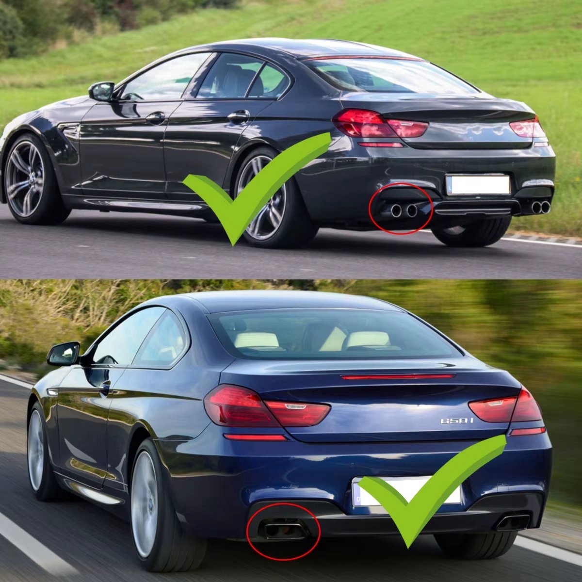 Diffuser Nitro - Achterbumper Diffuser Nitro - Gloss Zwart - Voor BMW M6 F06/F12/F13 650i/640i (2012-2018) - Auto accessoires