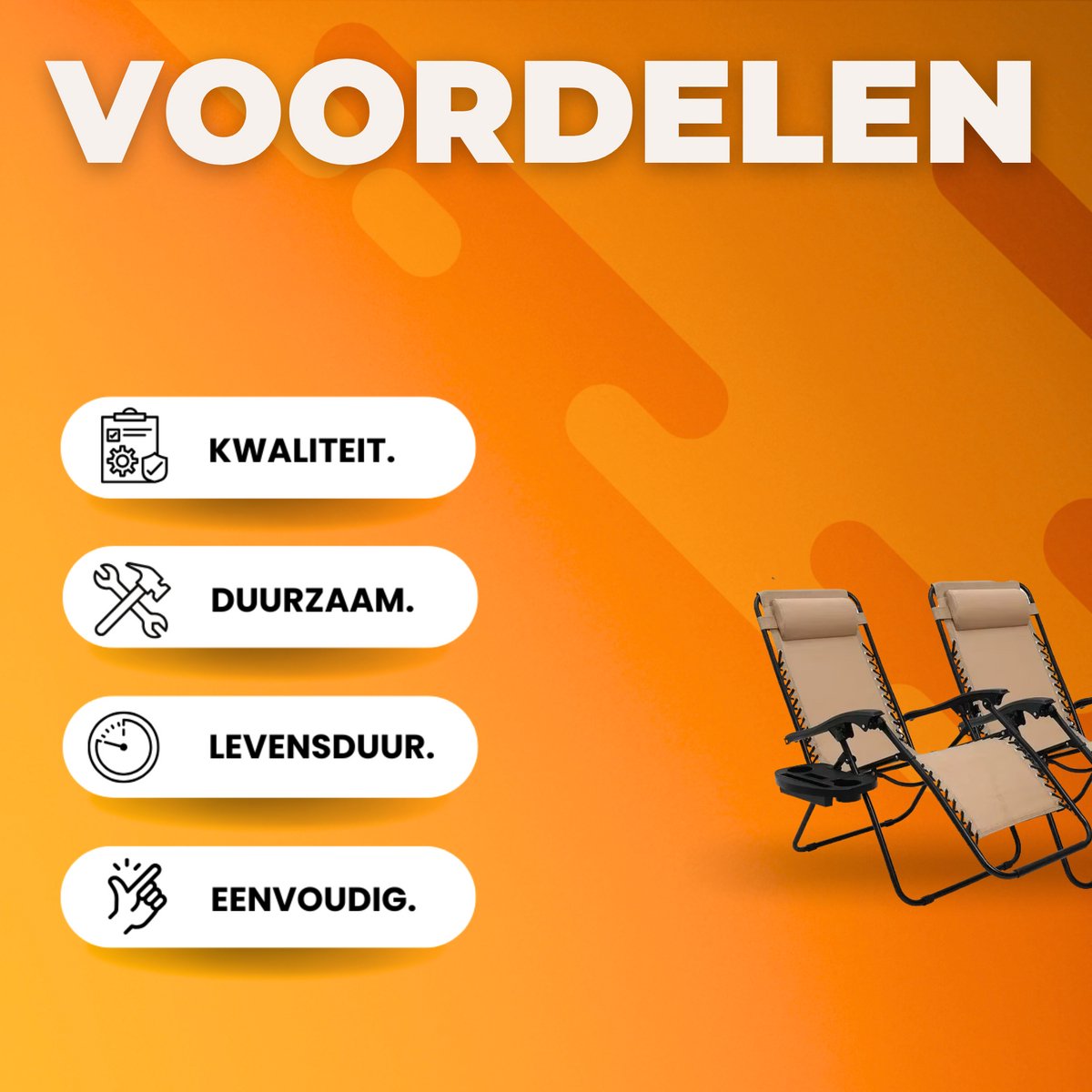 Opvouwbare stoel verstelbare stalen gaas - Zero Gravity lounge stoel - Fauteuils met kussens en bekerhouder - Beige - 2 Stuks