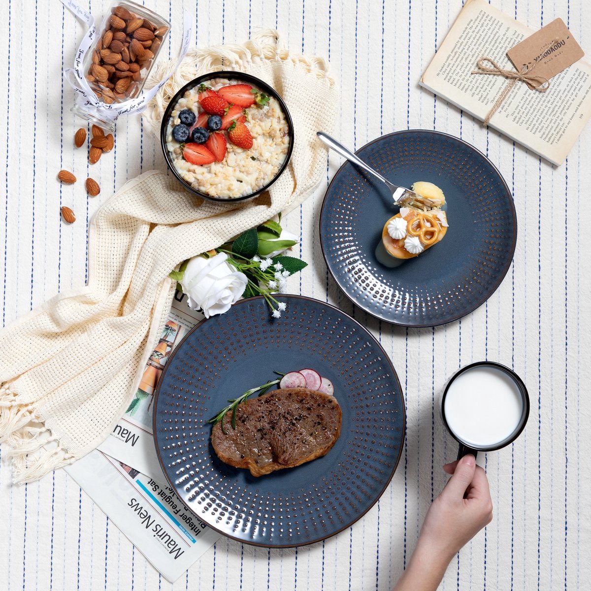 Verdant Zafiro Serviesset - 16 delig - 4 persoons - Donkergroen - Dinerborden - Bordenset - Diepe borden - Ontbijtborden - Servies - Keukenservies