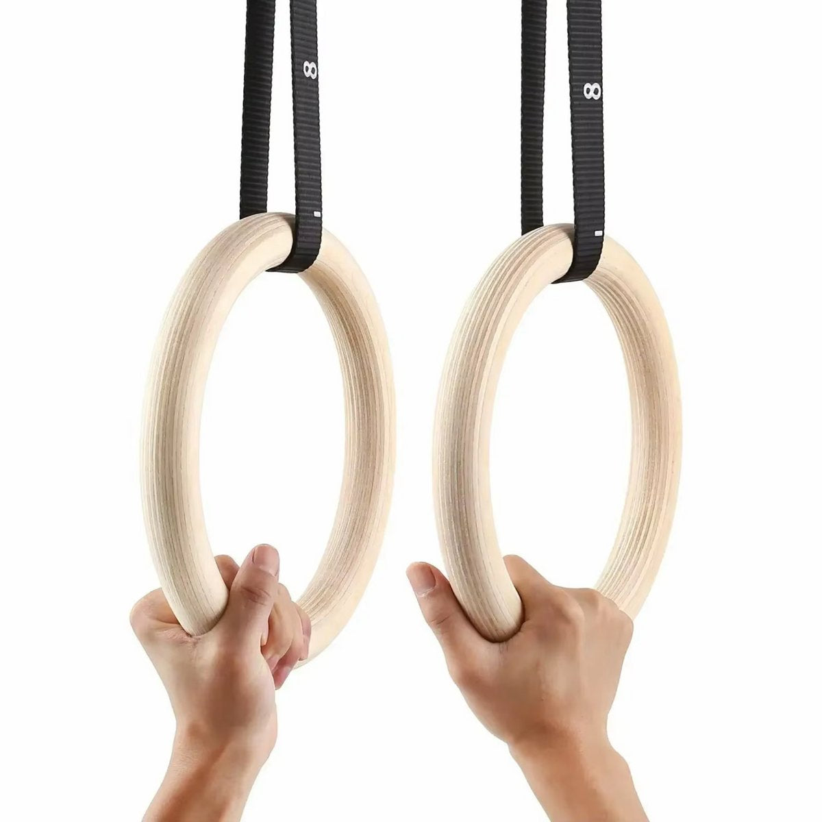 Houten turnringen voor fitness - 32mm - CrossFit, Gym & Calisthenics - Gymnastiek ringen hout – Krachttraining – Incl. Ophangbanden & Antislip Tape