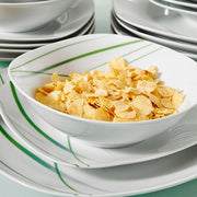 Nobleza Salade Kom - 30 delig - Wit/Groene Strepen - Dinerborden - Bordenset - Diepe borden - Ontbijtborden - Servies - Keukenservies