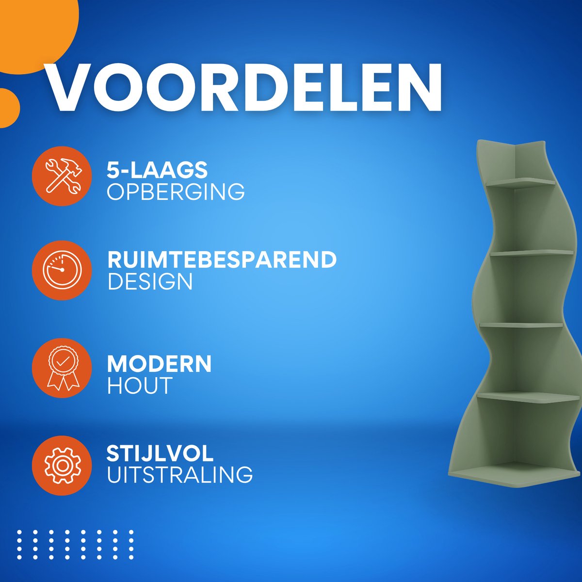 Moderne boekenkast 5 lagen - Groen - Boekenrek - Woonkamer, slaapkamer en kinderkamer - 50 × 48 cm × 177 cm - Hout