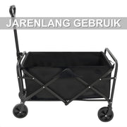 Opvouwbare Bolderkar – Bolderwagen - Voor strand, tuin en camping – Met wielen en duwstang – Zwart