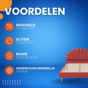 Eenpersoonsbed 140 x 200 cm - Voor meisjes - Met lattenbodem - Zonder matras - Twijfelaar - Wit/red