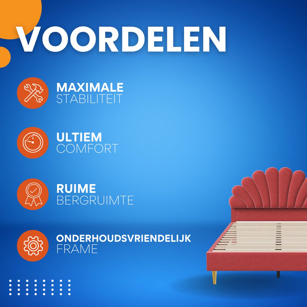 Eenpersoonsbed 140 x 200 cm - Voor meisjes - Met lattenbodem - Zonder matras - Twijfelaar - Wit/red