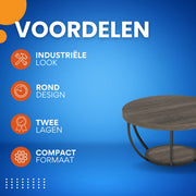 Salontafel Mira - Rond - Modern - Voor woonkamer - Bijzettafel - 95cm - Bruin