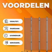 Kamerverdeler - Kamerscherm- Scheidingswand - 6 Panelen - Opvouwbaar Thuiskantoor - Hout look- 308x185 cm