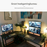 L-vormig Hoekbureau - Voor Thuiswerk, Gaming of Kantoor - Ruimtelijk Workstation met PC & Laptopruimte - 167 cm - Zwart