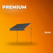 Handmatige Intrekbare Luifel - Zonneluifel - Niet-Schroef Buitenpatio Zonnescherm voor Terrasdeur en Raam - In Hoogte Verstelbaar Zonnescherm voor Onder Dak - 300 x 120 cm