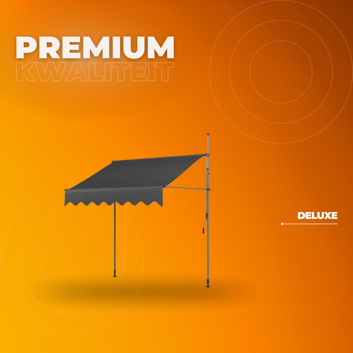 Handmatige Intrekbare Luifel - Zonneluifel - Niet-Schroef Buitenpatio Zonnescherm voor Terrasdeur en Raam - In Hoogte Verstelbaar Zonnescherm voor Onder Dak - 300 x 120 cm