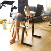 Laptoptafel – Tablethouder - Bedtafel - Laptopstandaard – Voor bureau, bed en bank – Met koelventilator, muismat en ergonomisch design – Zwart / Metaal