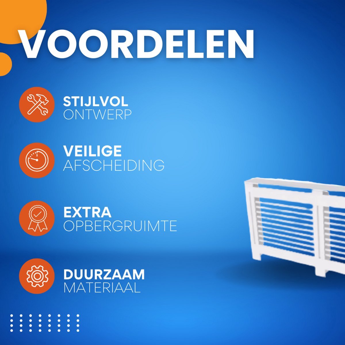 Grandiose Radiatorombouw - 152x92 cm - Ombouw rooster - Horizontale panelen - MDF - Stijlvol - Wit