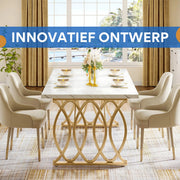 Moderne eetkamertafel Duvia - Woonkamer -Marmerlook Blad - 160cm