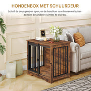 Hondenbench - Hondenkrat - Hondenkennel - Hondenhok - 69 cm - Voor Thuisgebruik - VIntage bruin