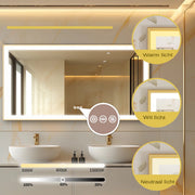 LED Badkamerspiegel met Verlichting - Rechthoek XL 150×80 cm - Goudkleurig Aluminium Frame - Touchbediening - Anticondens Wandspiegel