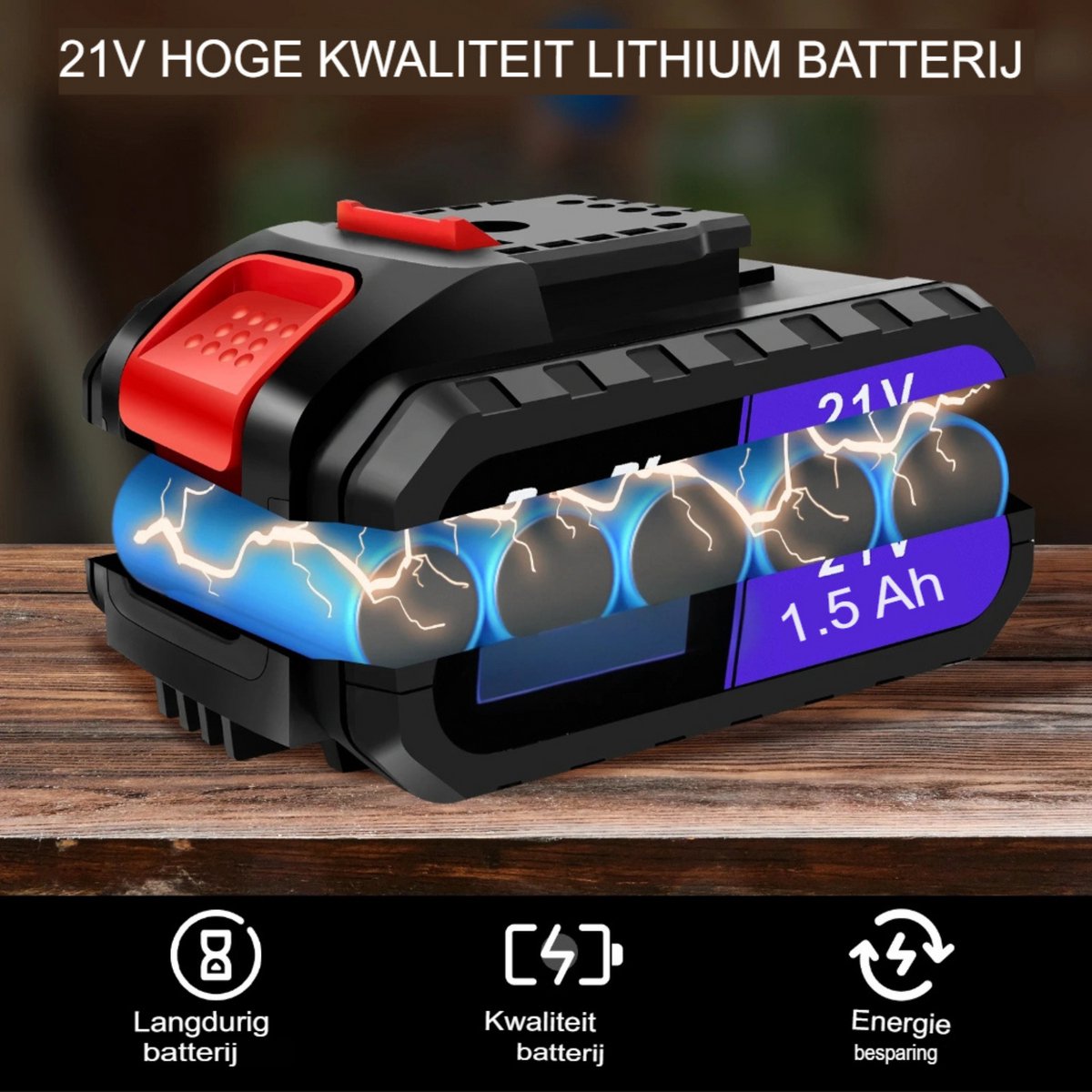 Accuboorboorset 21V - Elvo - Elektrische Schroevendraaier - 2 Variabele Snelheden - 25+1 Koppel - Li-Ion Batterij en Snellader