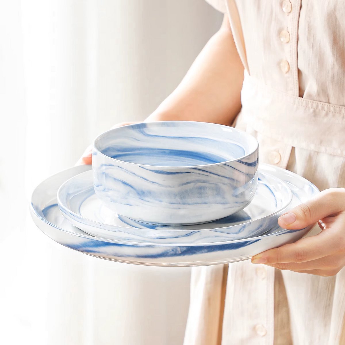Vintage Dinerborden – Serviesset – 12 persoons – 36 delig – Keramisch – Breakfast Plates – Hoogwaardige kwaliteit