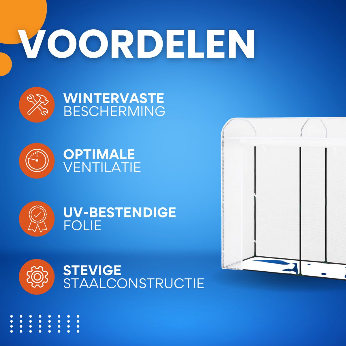 Winterproof kas - 170x68x200 cm folietunnel voor tomatenkweek - Landbouwhuis met deur en 2 ramen