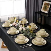 Refined Dinerborden – 4 persoons – 16 delig – Wit met zwarte rand- Keramisch – Serviesset – Breakfast Plates