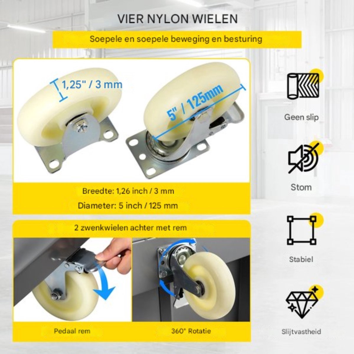 Platform truck - Trolley - Winkel kar - Winkelwagen met nylon wielen