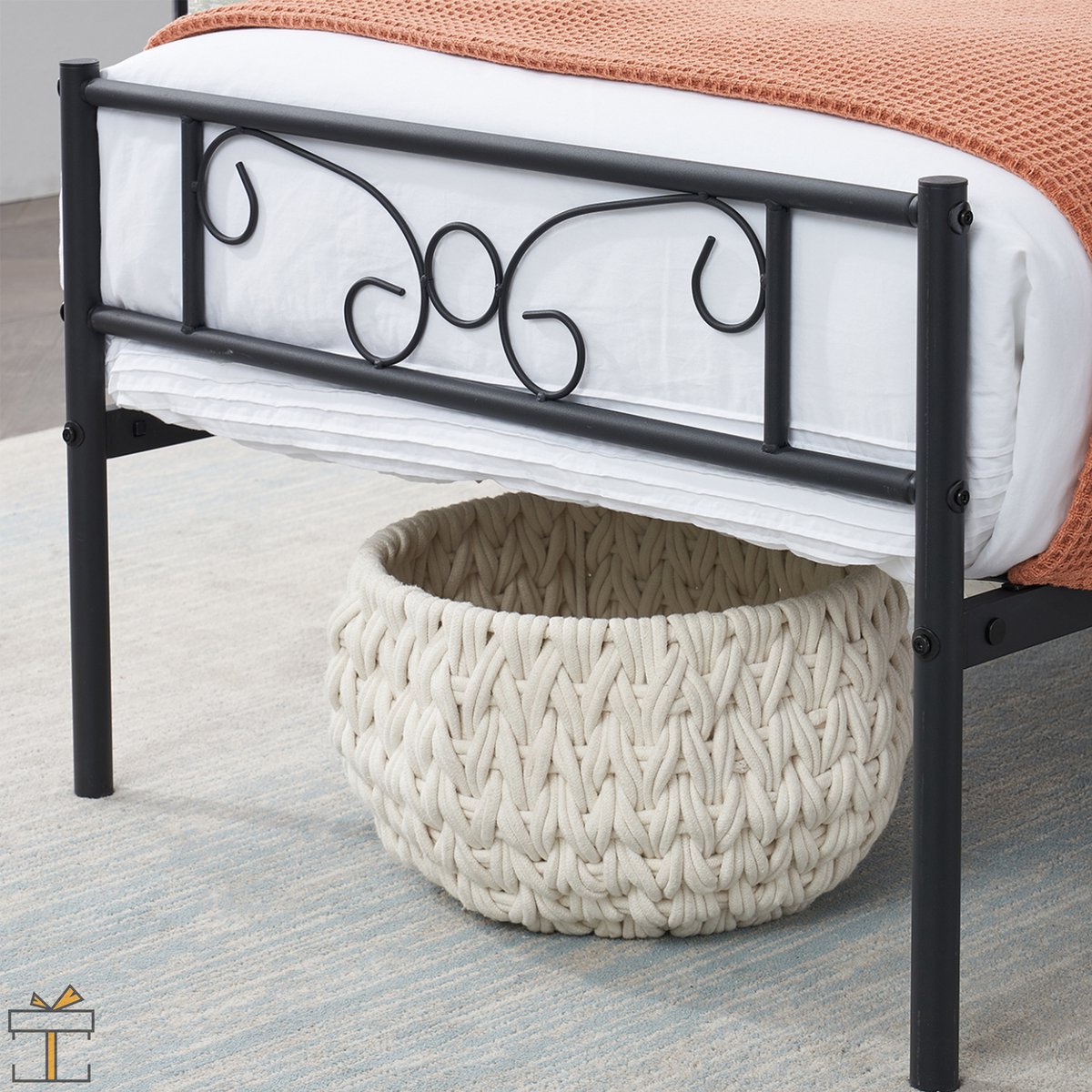 Happyment Metalen bedframe - 1 persoons - 90 x 190cm - Incl. lattenbodem - Zwart