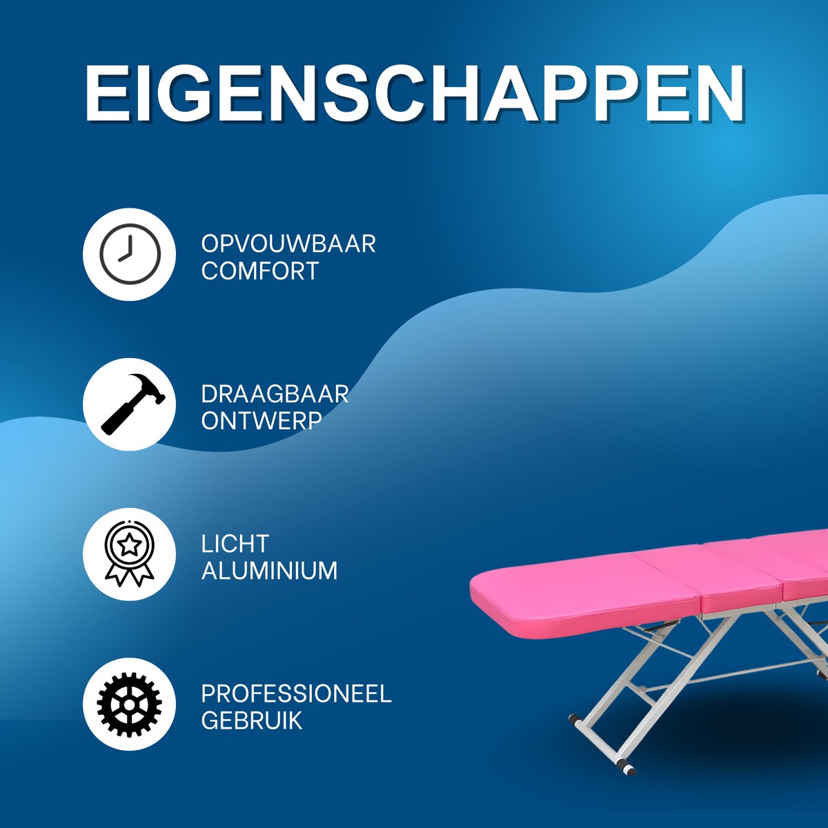 Massagetafel - Behandelbank – Voor schoonheidssalons en spa’s – Geschikt voor massage en tattoo - Roze