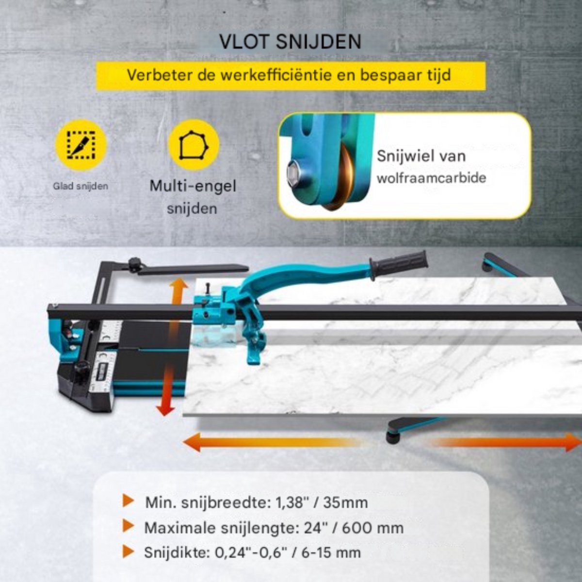 Tegelsnijder 600mm snijlengte - Handmatig - Tegelzaag - Voor Keramische Tegels