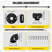 Trapleuning 180cm - Anti slip - Balustrade - Binnen en buiten - Houders - Leuningen voor Trappen - Staal - Met trapleuninghouders