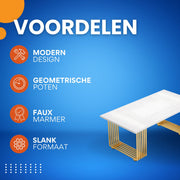 Moderne eetkamertafel Novio - Woonkamer -Marmerlook Blad - 160cm
