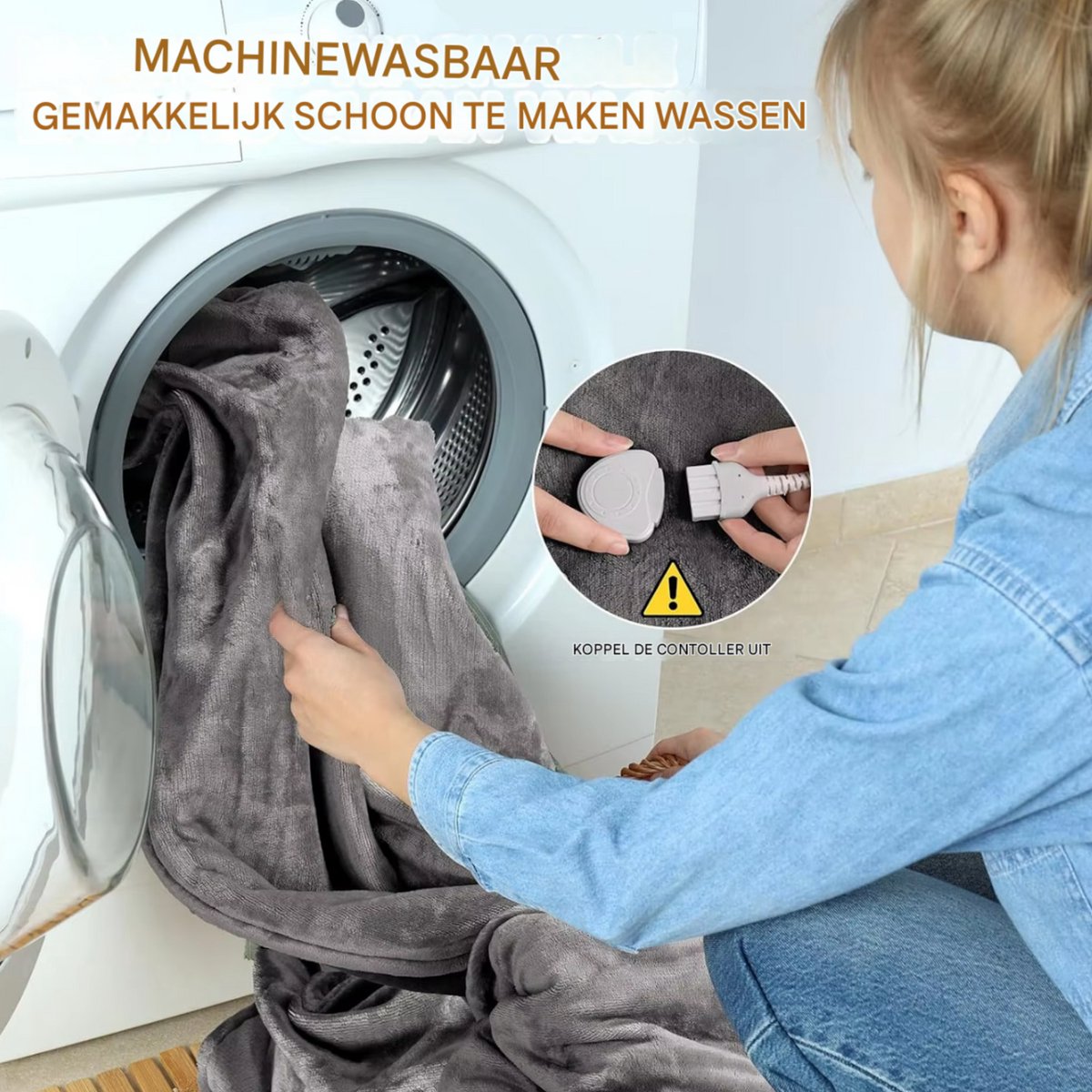 Elektrische deken 180x130 cm - Grijs - 1 persoons - Flanel - 6 standen - Wasbaar