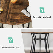 Eettafel Aravon - Rond 120cm - Keukentafel voor 4 Personen - Voor Keuken of Eetkamer