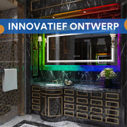 Badkamerspiegel Luvio - Met RGB verlichting - 105x50cm - Rechthoekig - Voor Badkamer, Make-up & Wandmontage - Dimbaar licht