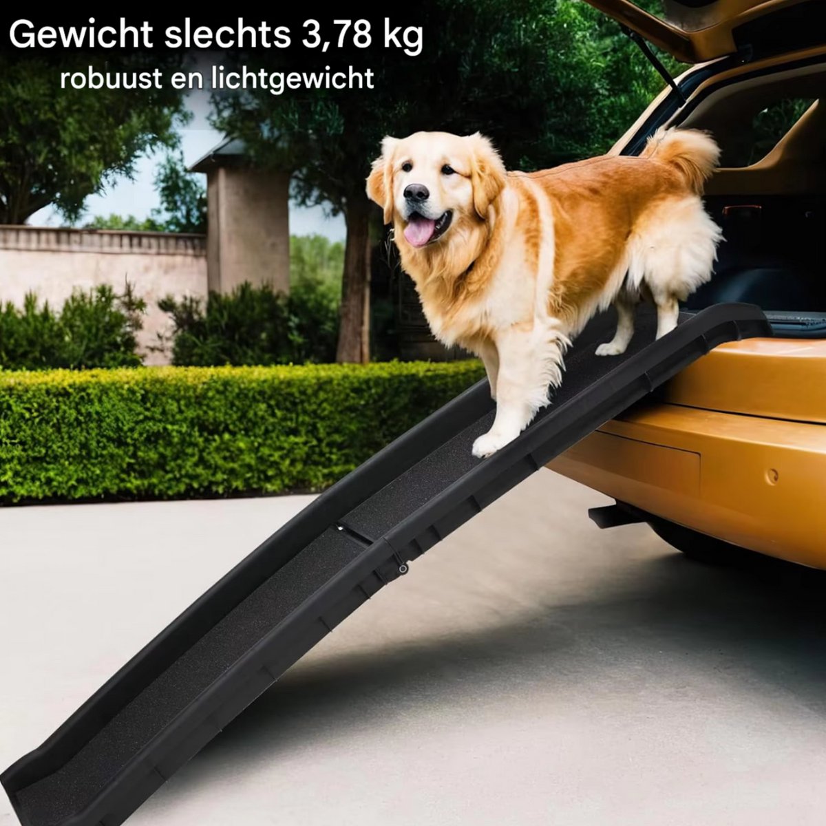 Opvouwbare loopplank - Hondentrap voor honden - Hondenloopplank - Draagbaar voor Honden tot 90 kg - Inklapbaar - Voor Auto's, Vrachtwagens en SUV's - 156cm - Zwart