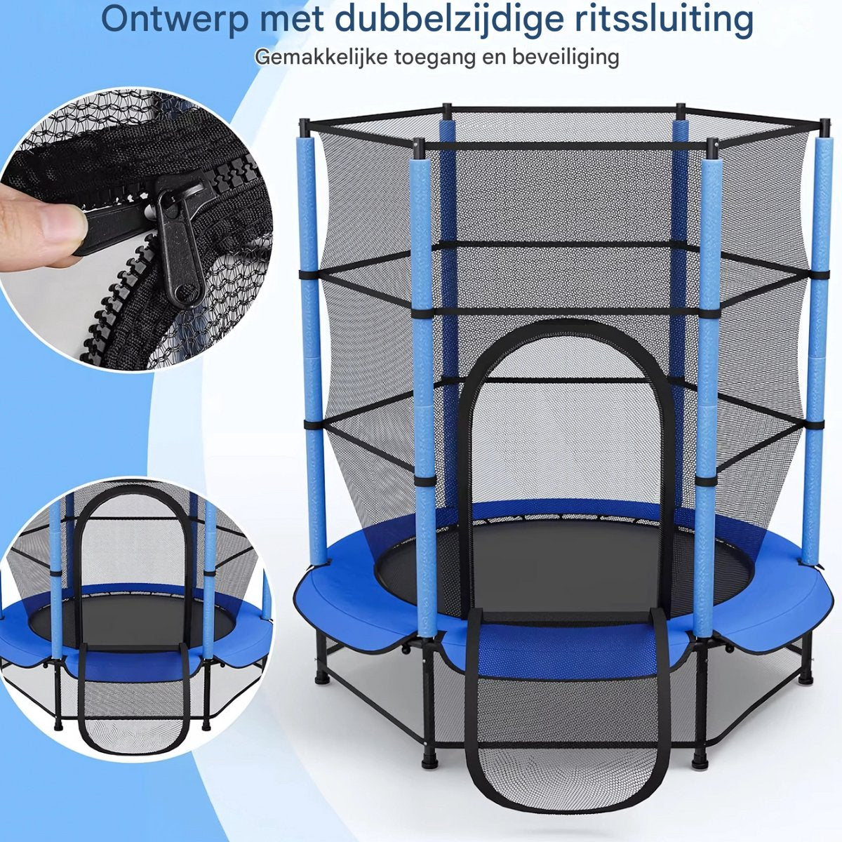 Trampoline met veiligheidsnet - 140 cm - Voor kinderen - Kindertrampoline - Blauw - Buitenspeelgoed - Mini trampoline