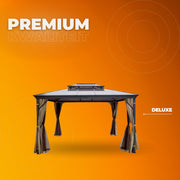 Paviljoen Gazebo - Aluminium Hardtop Pergola - Tuinpaviljoen - Partytent - 3 x 3,6 m - Met Mosquito Netting